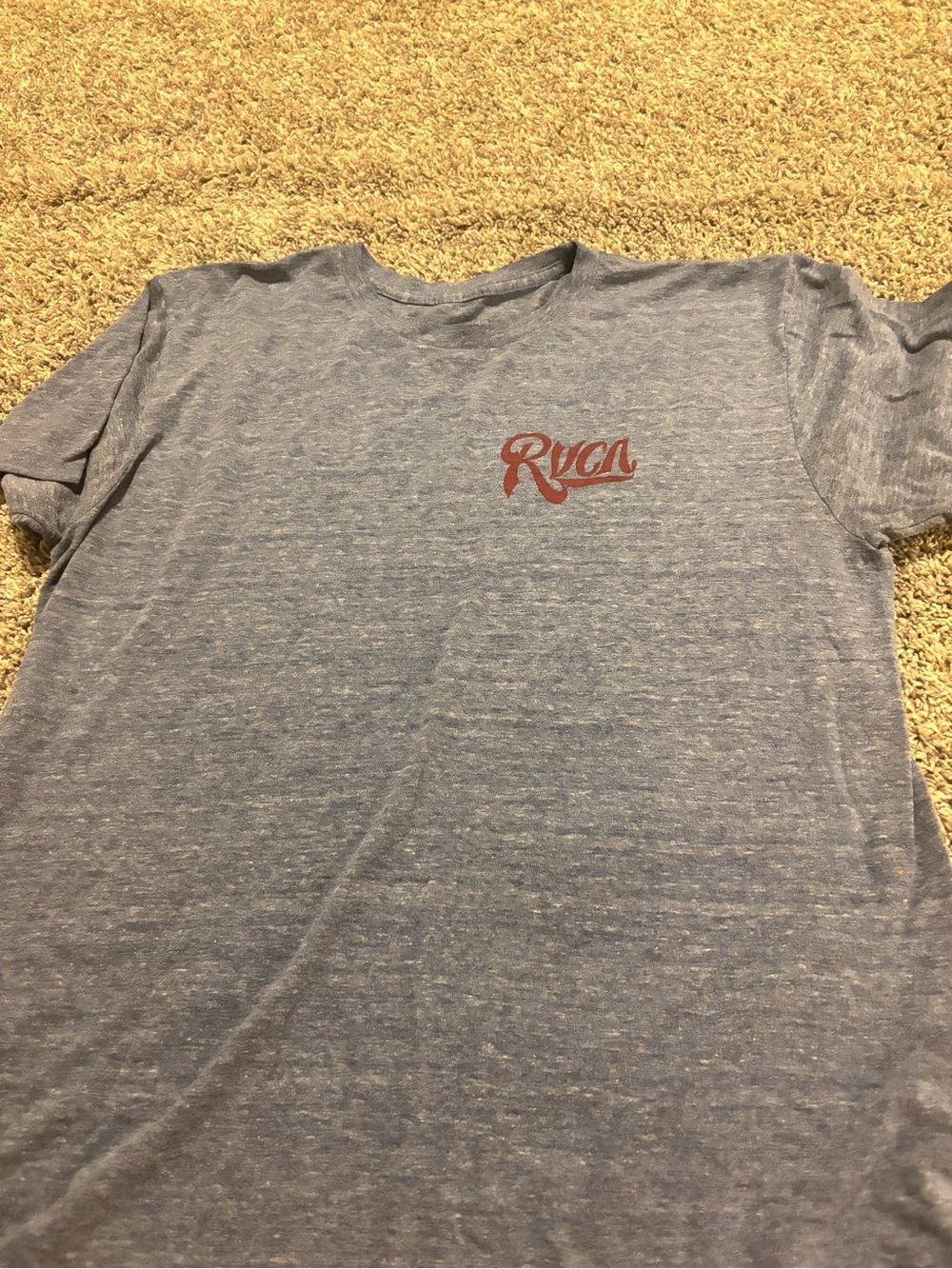 RVCA Gray Heather Short Sleeve Tee with Red Logo